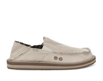 Sanuk Vagabond Soft Top Hemp Collapsible Heel Men's Shoes Beige | Canada 221MQZ